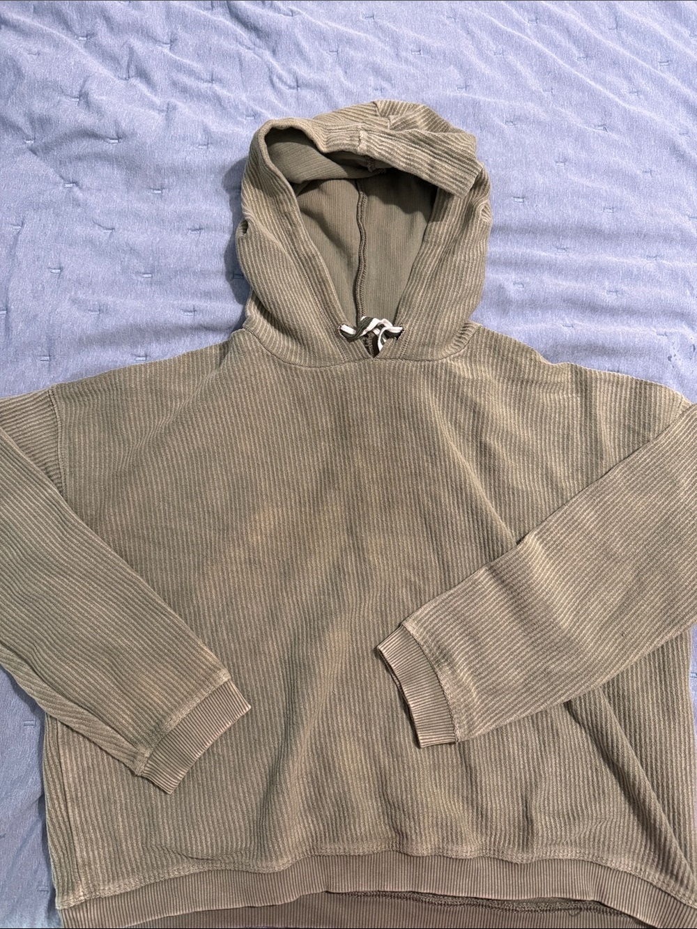 aerie Olive Green Ribbed Hoodie